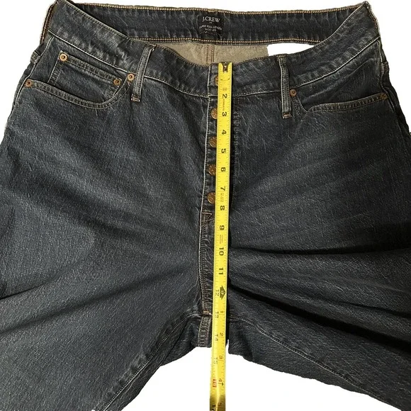 J Crew Womens Curvy Wide Leg Jeans 33/30 Button Fly Dark Blue Denim Full Length - Picture 11 of 11